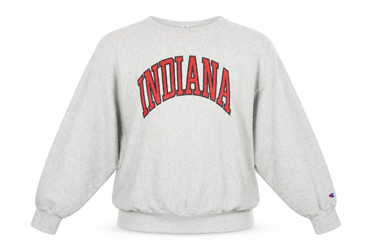 Front view of Champion Reverse Weave Indiana Grey Sweatshirt women’s xl cotton blend