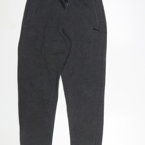 Puma Womens Grey S Jogger Trousers Fleece Lined Comfort Fit