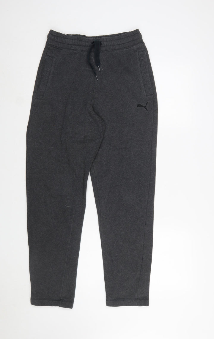Puma Womens Grey S Jogger Trousers Fleece Lined Comfort Fit