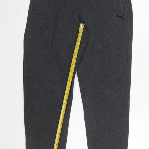 Puma Womens Grey S Jogger Trousers Fleece Lined Comfort Fit