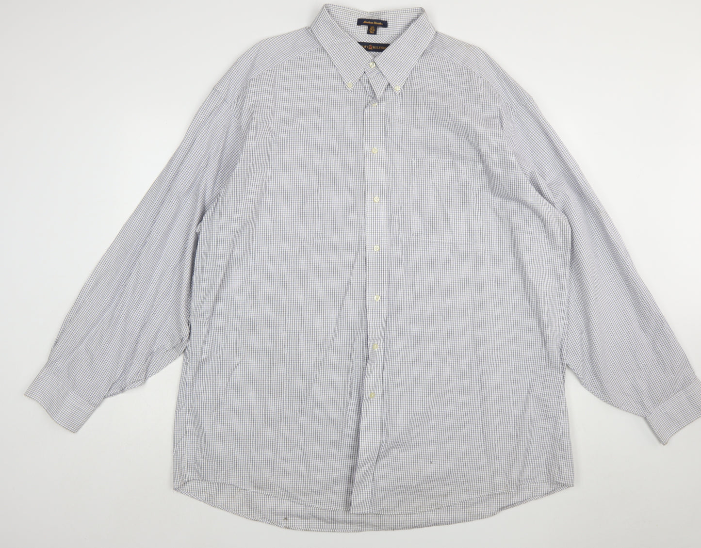 Tommy Hilfiger Men's Blue Check Classic Button-Up Shirt Size 18.5 Tall