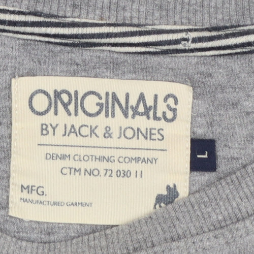 Jack & Jones Men's Grey Crew Neck Pullover Sweatshirt L