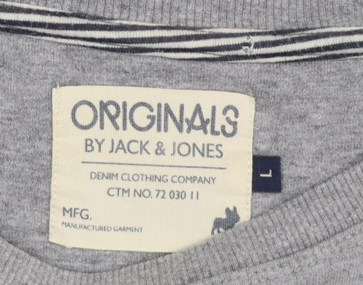 Jack & Jones Men's Grey Crew Neck Pullover Sweatshirt L