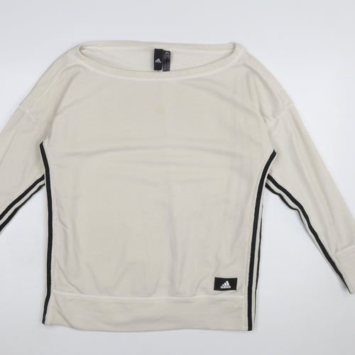 Adidas Womens Beige Long Sleeve Pullover Sweatshirt Size 12-14