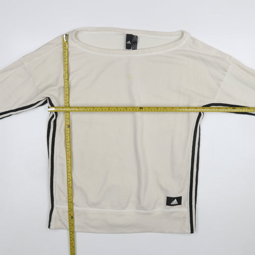 Adidas Womens Beige Long Sleeve Pullover Sweatshirt Size 12-14