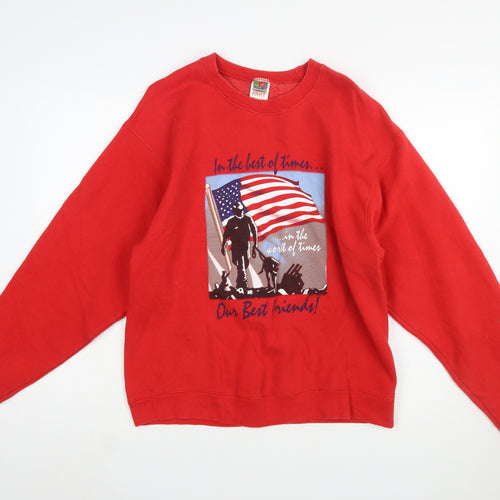 Fruit of the Loom Women's Red Graphic Pullover Sweatshirt Size L