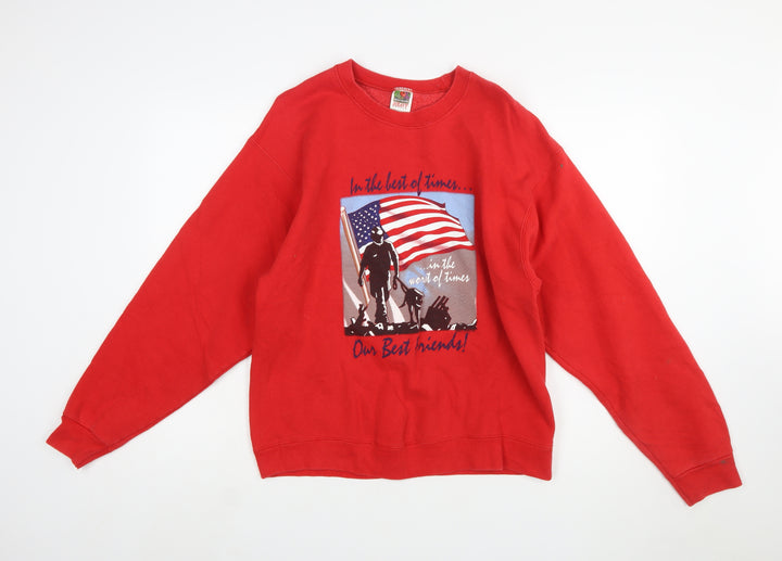 Fruit of the Loom Women's Red Graphic Pullover Sweatshirt Size L