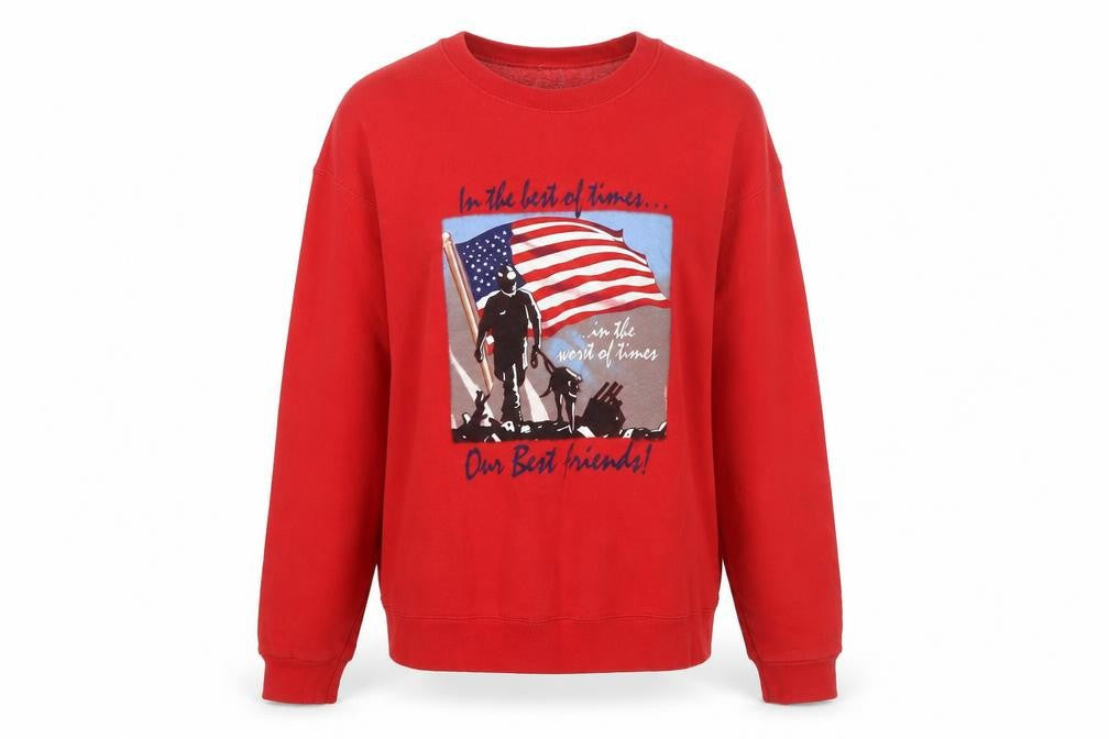 Front view of Fruit of the Loom Women's Red Graphic Pullover Sweatshirt, size L