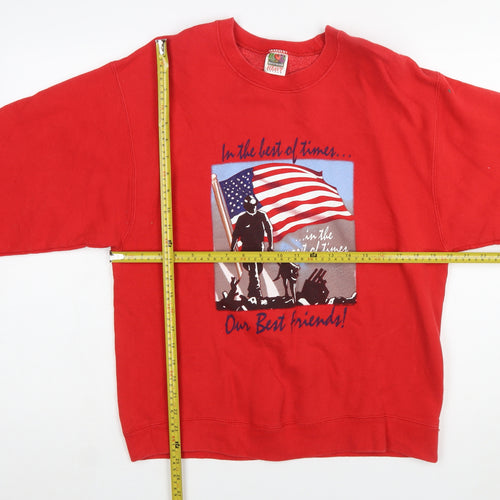 Fruit of the Loom Women's Red Graphic Pullover Sweatshirt Size L