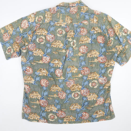 Kahala Men's Green Hawaiian Cotton XL Short Sleeve Button-Up Shirt