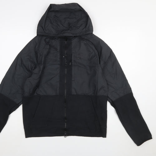 Nike Men's Black Windbreaker Jacket Size S Hooded Full Zip