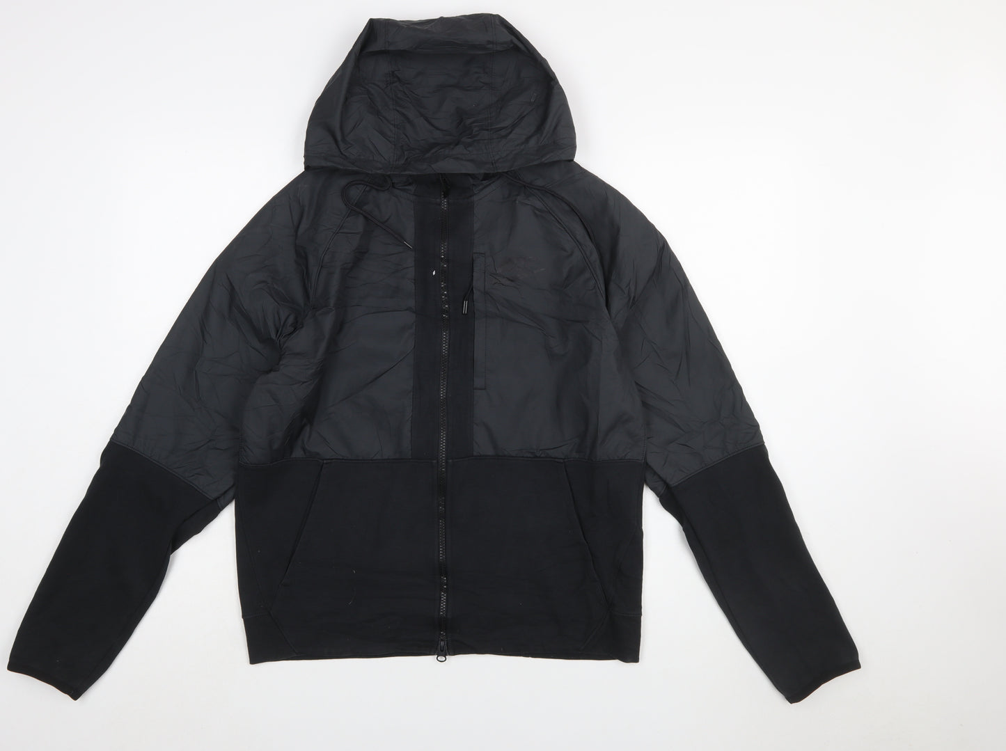 Nike Men's Black Windbreaker Jacket Size S Hooded Full Zip