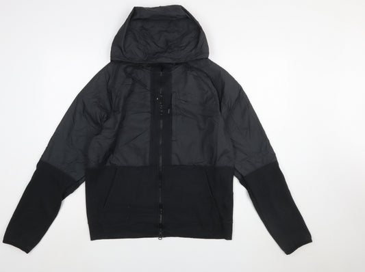Nike Men's Black Windbreaker Jacket Size S Hooded Full Zip