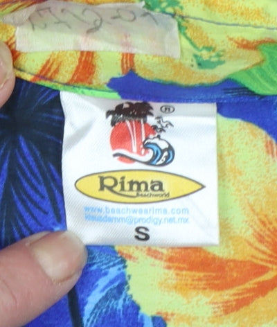 Rima Mens Blue Hawaiian Short Sleeve Button-Up Shirt Size S