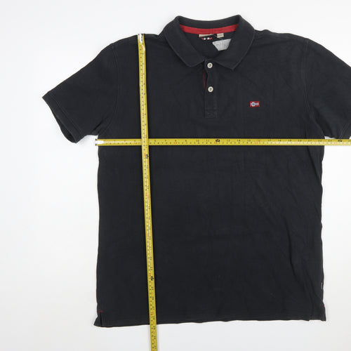 Napapijri Men’s Black 2XL Cotton Polo Shirt Classic Logo Style