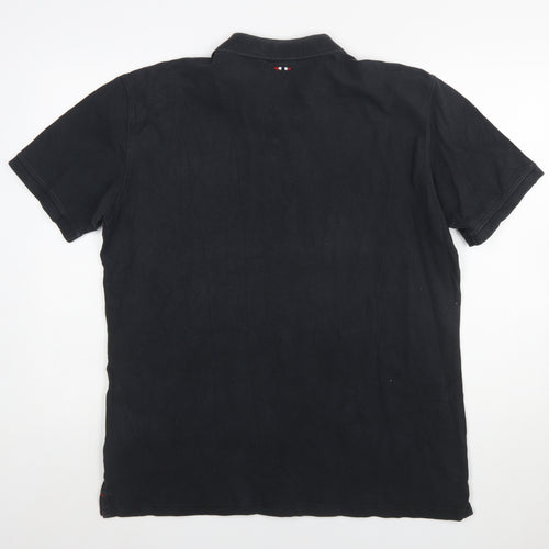 Napapijri Men’s Black 2XL Cotton Polo Shirt Classic Logo Style