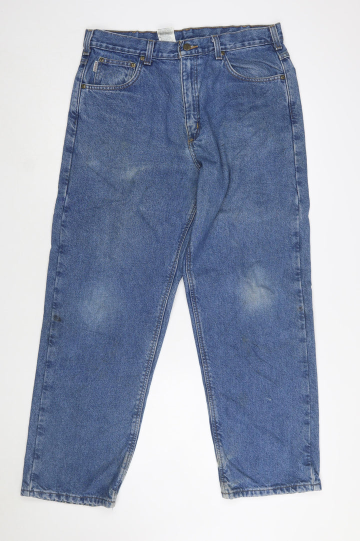 Carhartt Men's Blue Relaxed Fit Straight Leg Denim Jeans 35x30