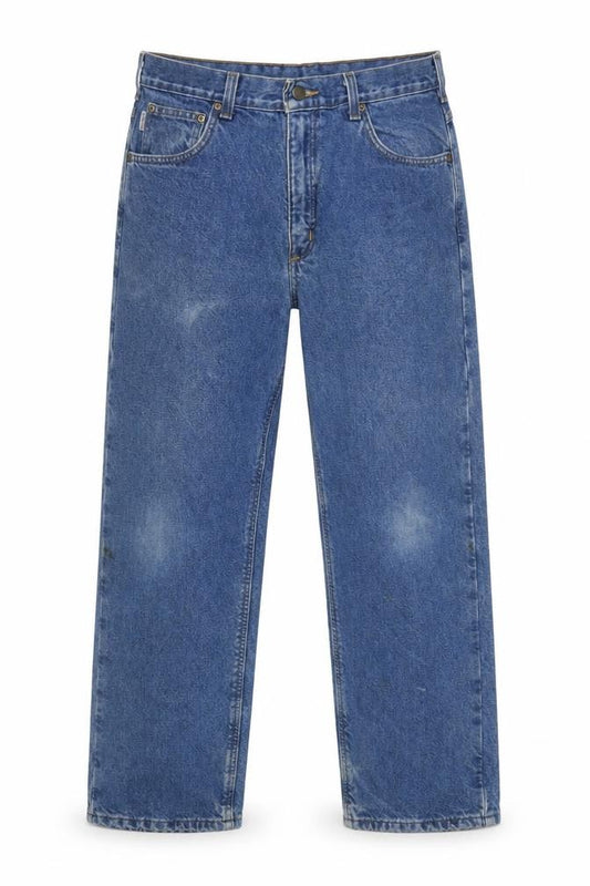 Carhartt Men's Blue Relaxed Fit Straight Leg Denim Jeans 35x30