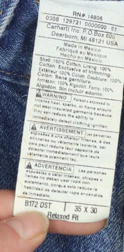 Carhartt Men's Blue Relaxed Fit Straight Leg Denim Jeans 35x30