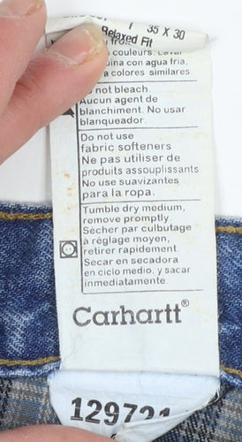 Carhartt Men's Blue Relaxed Fit Straight Leg Denim Jeans 35x30