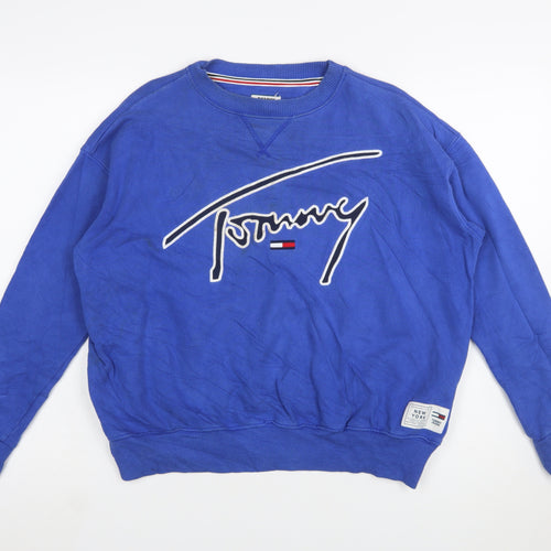 Tommy Jeans Womens Blue XS Pullover Sweatshirt Cotton Logo