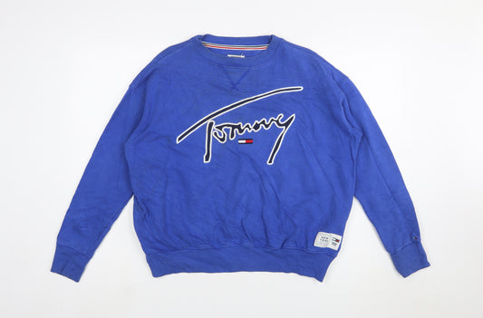 Tommy Jeans Womens Blue XS Pullover Sweatshirt Cotton Logo