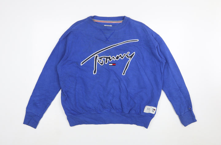 Tommy Jeans Womens Blue XS Pullover Sweatshirt Cotton Logo