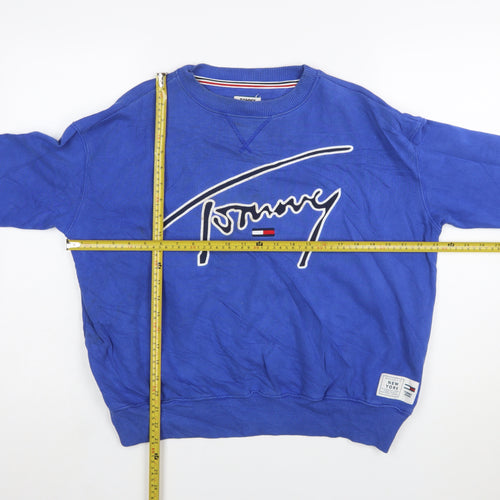 Tommy Jeans Womens Blue XS Pullover Sweatshirt Cotton Logo