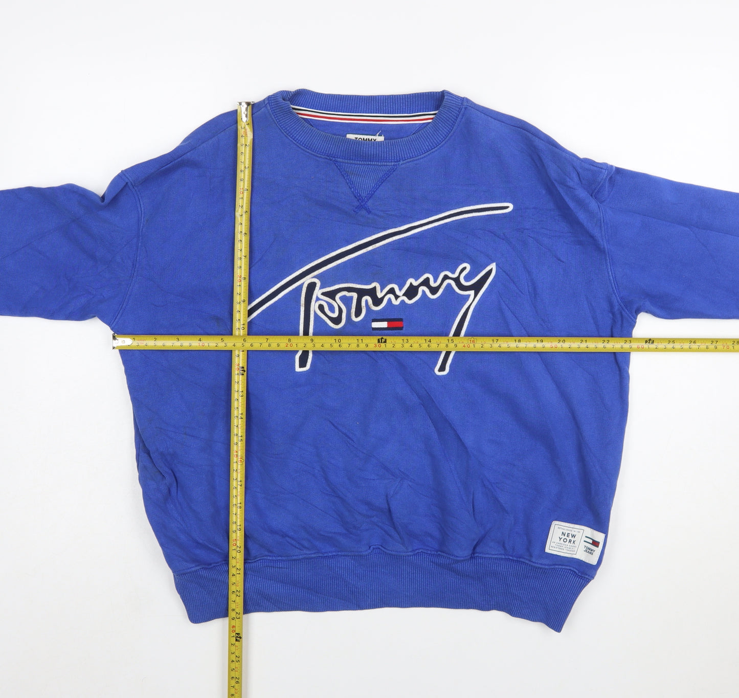 Tommy Jeans Womens Blue XS Pullover Sweatshirt Cotton Logo