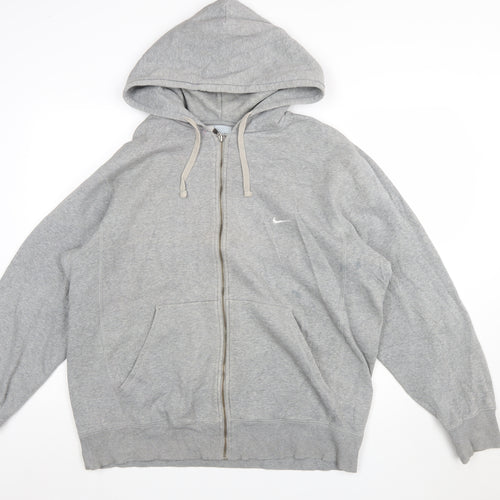 Nike Men's Grey XL Full Zip Hoodie Sweatshirt Cotton Fleece