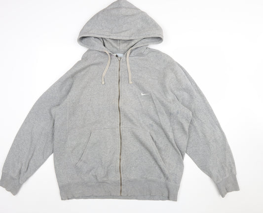 Nike Men's Grey XL Full Zip Hoodie Sweatshirt Cotton Fleece