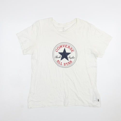 Converse Boys White XL Classic Fit Logo Graphic Cotton T-Shirt