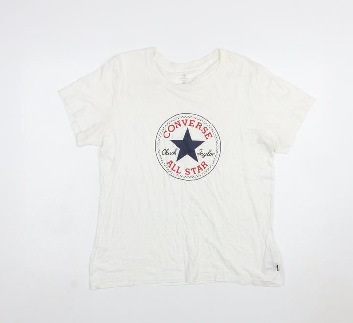 Converse Boys White XL Classic Fit Logo Graphic Cotton T-Shirt