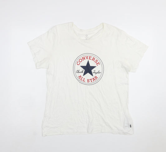 Converse Boys White XL Classic Fit Logo Graphic Cotton T-Shirt