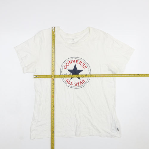 Converse Boys White XL Classic Fit Logo Graphic Cotton T-Shirt
