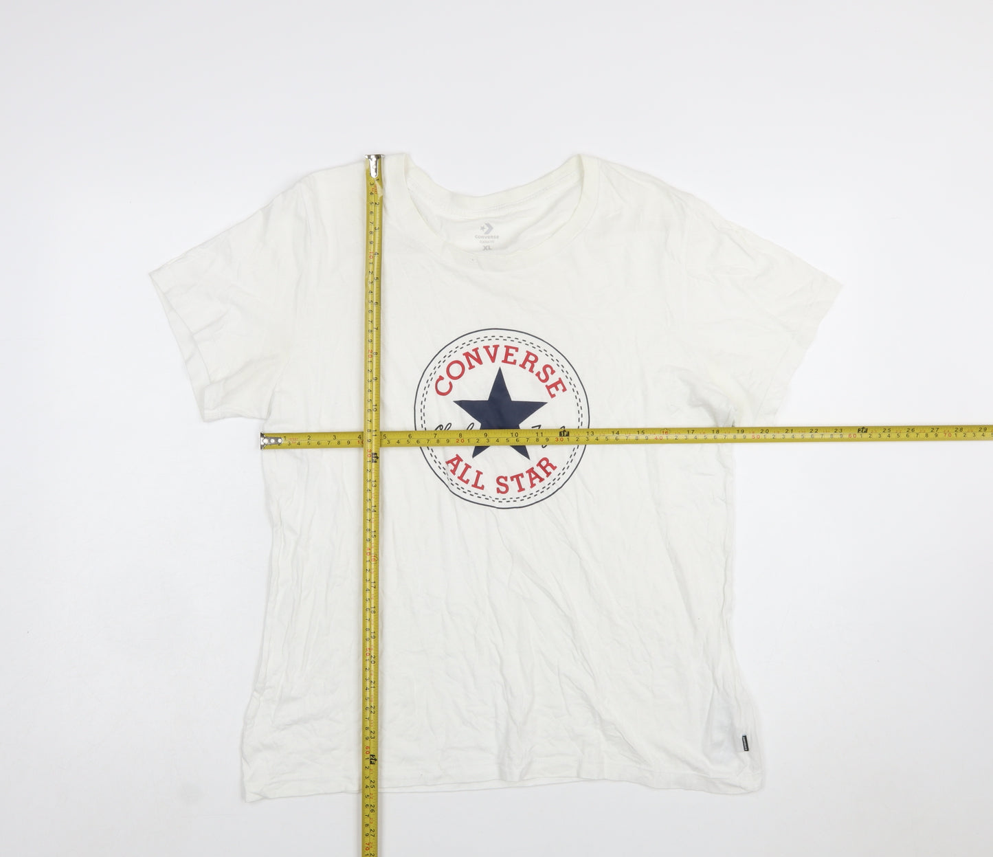 Converse Boys White XL Classic Fit Logo Graphic Cotton T-Shirt