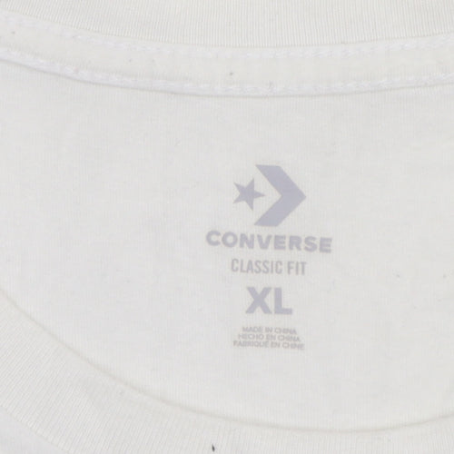 Converse Boys White XL Classic Fit Logo Graphic Cotton T-Shirt