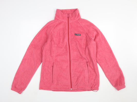 Columbia Women Pink Fleece Full Zip Jacket L Lightweight Outdoor