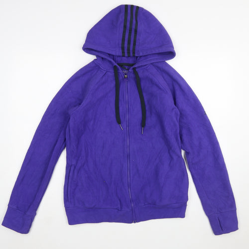 Adidas Womens Purple Fleece Hooded Full Zip Jacket Size M 12-14