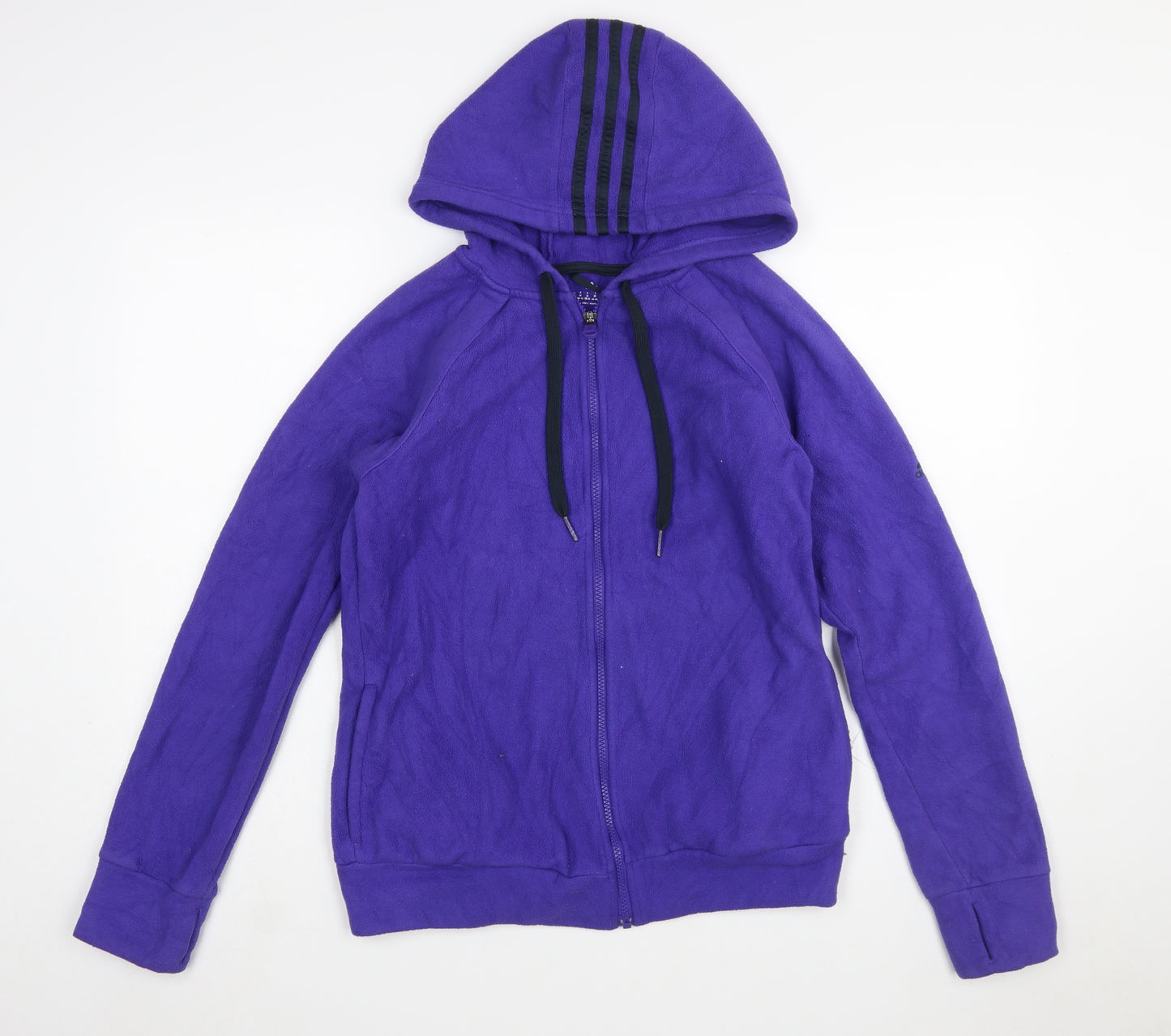 Adidas Womens Purple Fleece Hooded Full Zip Jacket Size M 12-14