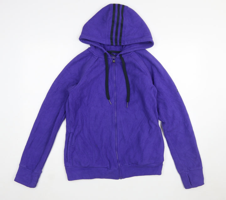 Adidas Womens Purple Fleece Hooded Full Zip Jacket Size M 12-14