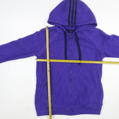 Adidas Womens Purple Fleece Hooded Full Zip Jacket Size M 12-14
