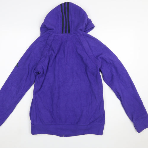 Adidas Womens Purple Fleece Hooded Full Zip Jacket Size M 12-14