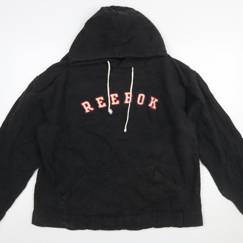 Reebok Men's Black XL Pullover Hoodie with Logo and Kangaroo Pocket