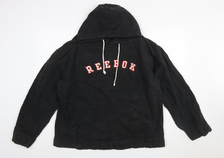 Reebok Men's Black XL Pullover Hoodie with Logo and Kangaroo Pocket