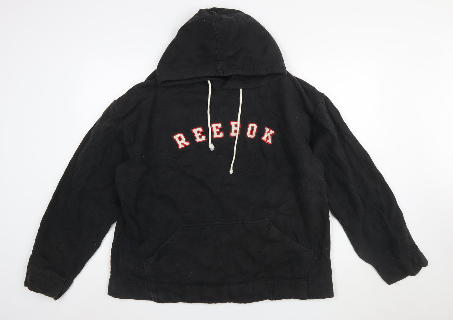 Reebok Men's Black XL Pullover Hoodie with Logo and Kangaroo Pocket