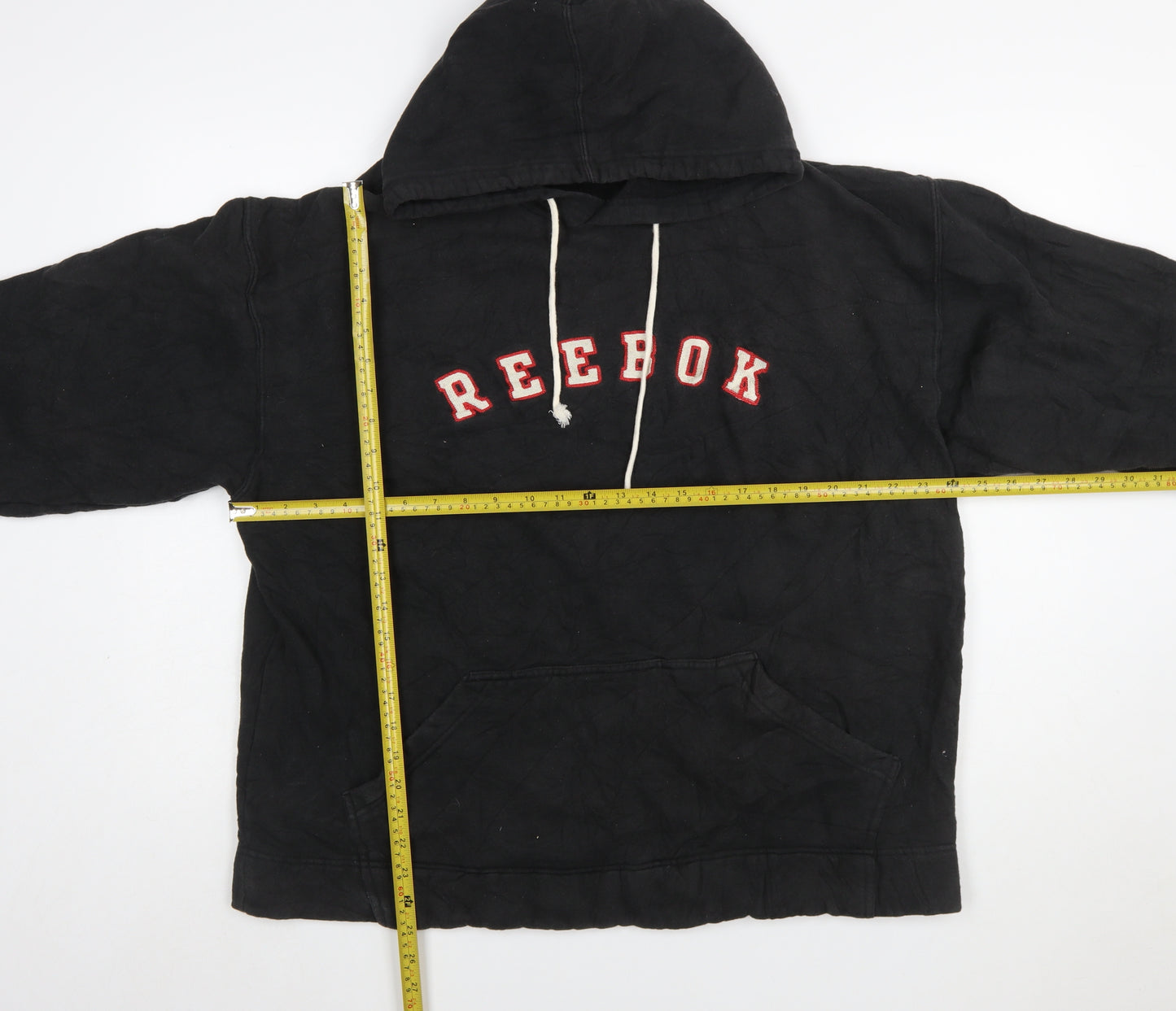 Reebok Men's Black XL Pullover Hoodie with Logo and Kangaroo Pocket