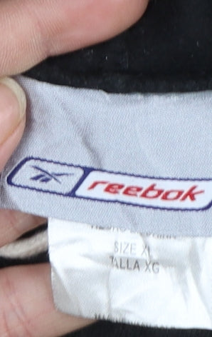 Reebok Men's Black XL Pullover Hoodie with Logo and Kangaroo Pocket