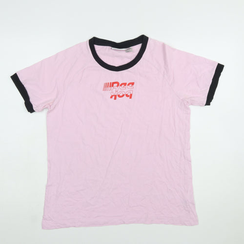 Reebok Women’s Pink Ringer T-Shirt Size L Short Sleeve Cotton