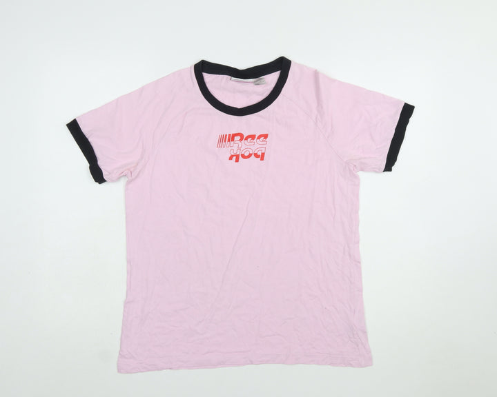 Reebok Women’s Pink Ringer T-Shirt Size L Short Sleeve Cotton